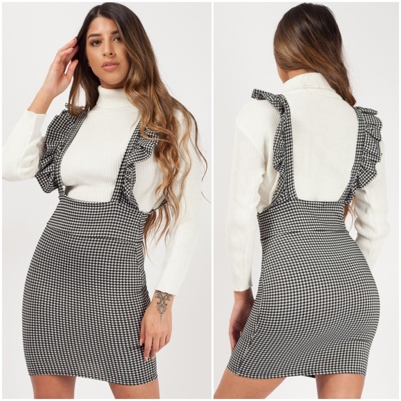 Maddie | Checkered Ruffle Pinafore Dress - Picture 2 of 3